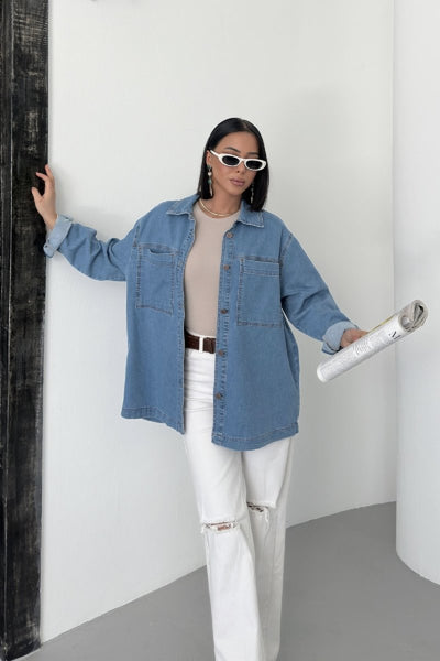 Cămașă Denim cu Buzunare 6097