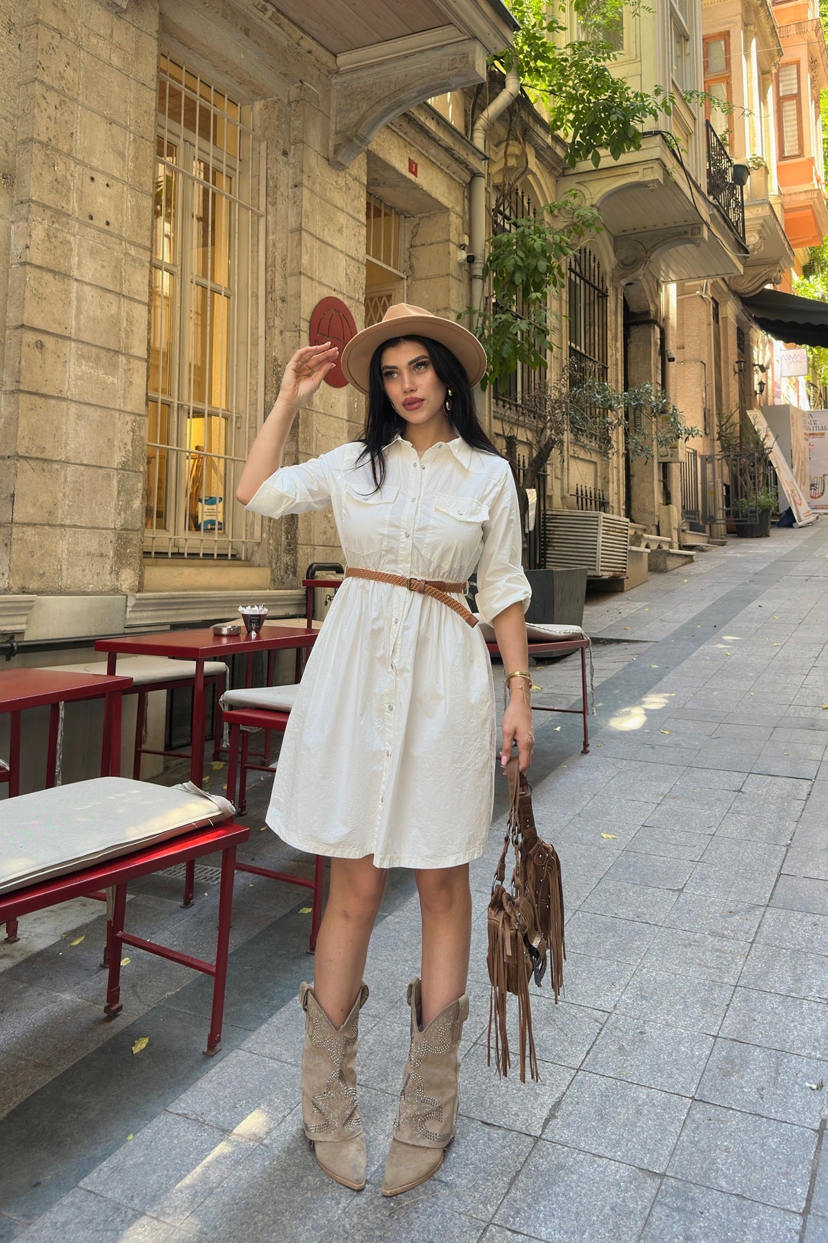 Rochie Denim Scurta cu Detaliu Plegat 3040
