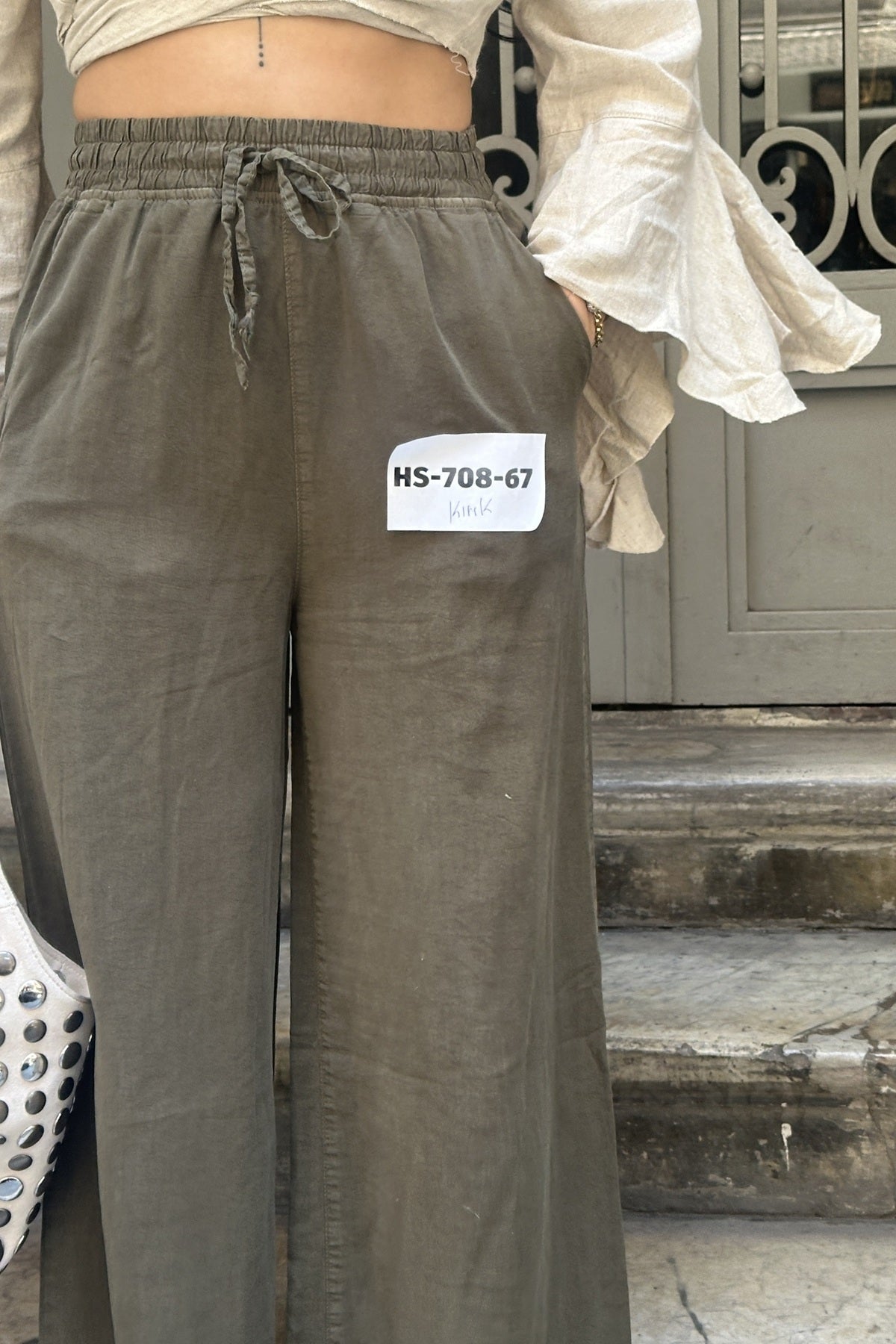 Pantaloni Palazzo cu Talie Elastica HS708