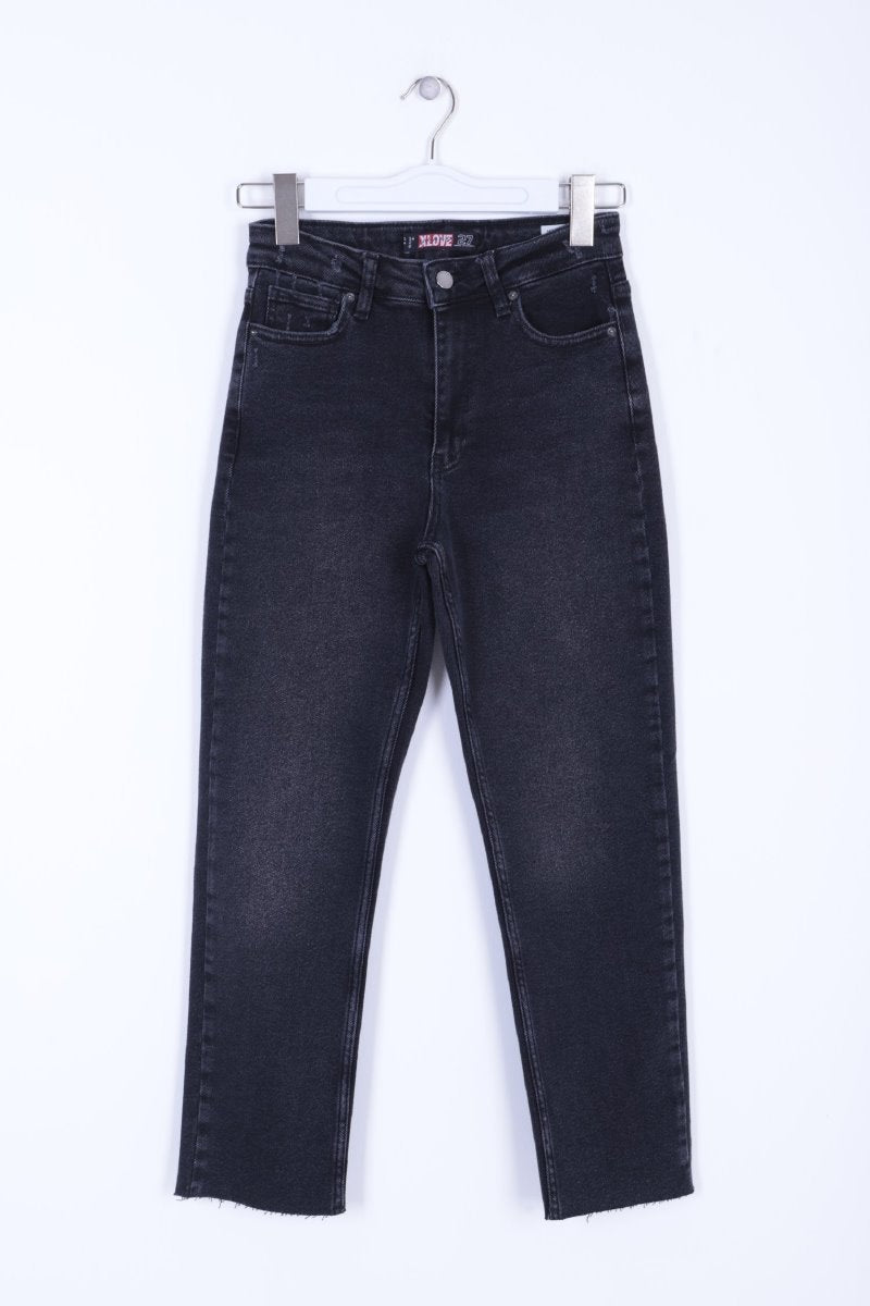 Pantaloni Denim Mom Fit cu Crac fara Cusaturi 764