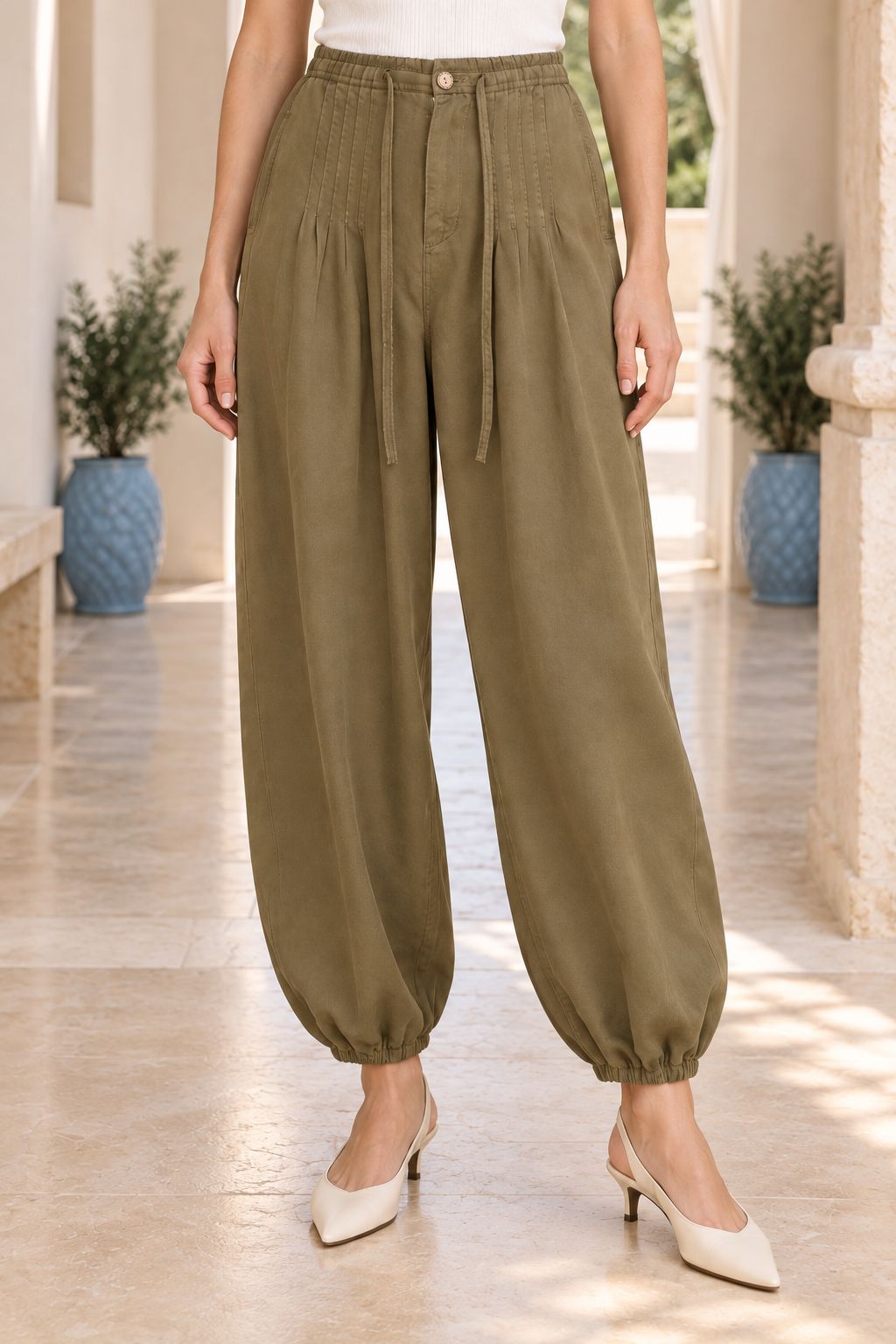 Kroşetalı Paça ve Beli Lastikli Pantolon 7241