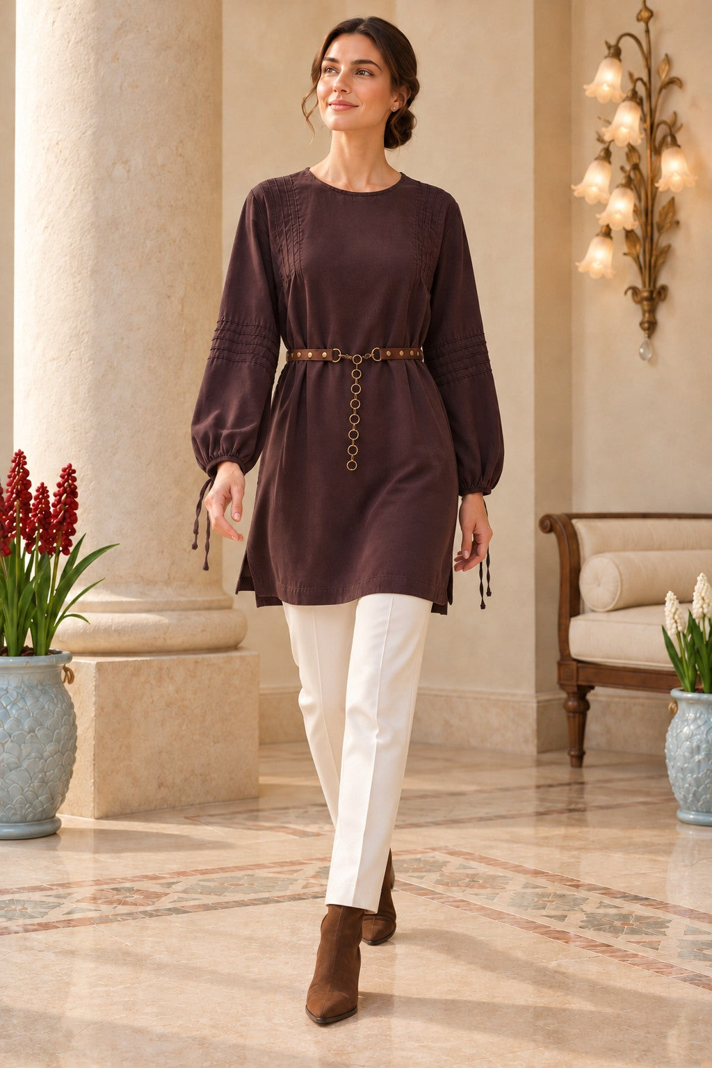 Nervürlü Tunik Bluz 456