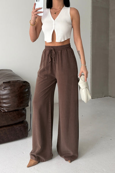 Pantaloni Palazzo cu Talie Elastica HS708