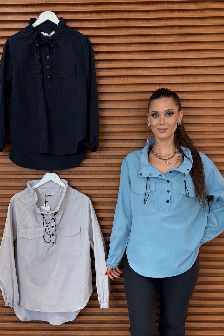 Dik Yaka Çıtçıtlı Ceket Gömlek 6320
