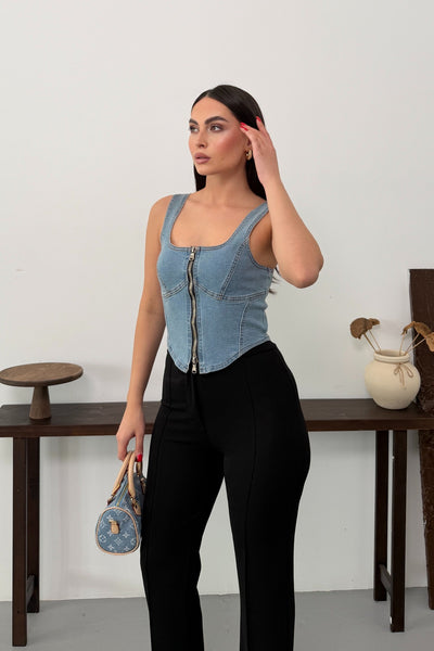 Bustier Denim cu Fermoar 411