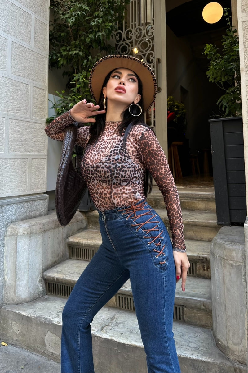Pantalon cu Detaliu Ochi Pasare si Snur 7095
