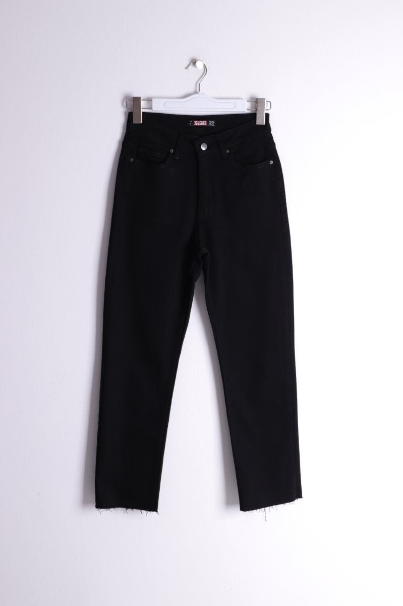 Pantaloni Denim Mom Fit cu Crac fara Cusaturi 764