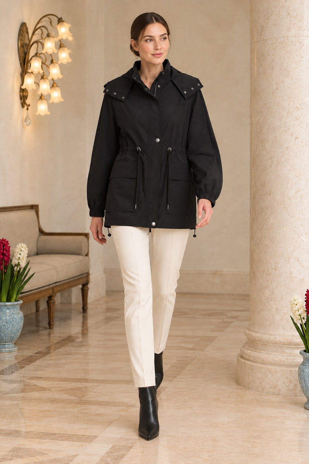 Drawstring Hooded Raincoat 6319