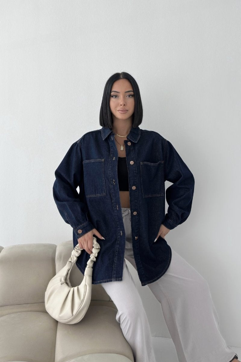 Cămașă Denim Oversized cu Butoane 6080