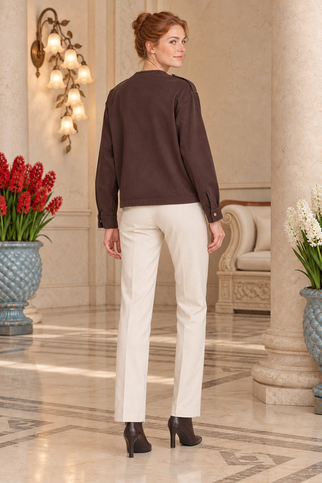 Shirt with Snap Button Collar and Belt 6379