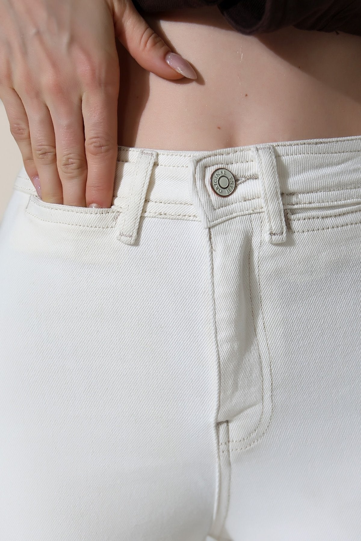 Pantalon Denim Palazzo cu Buzunare Decorative 1710