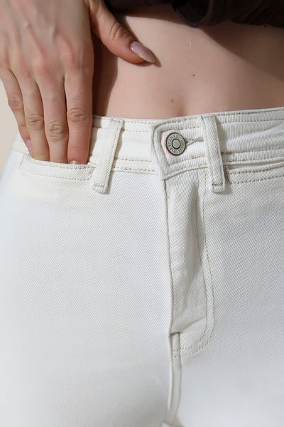 Pantalon Denim Palazzo cu Buzunare Decorative 1710