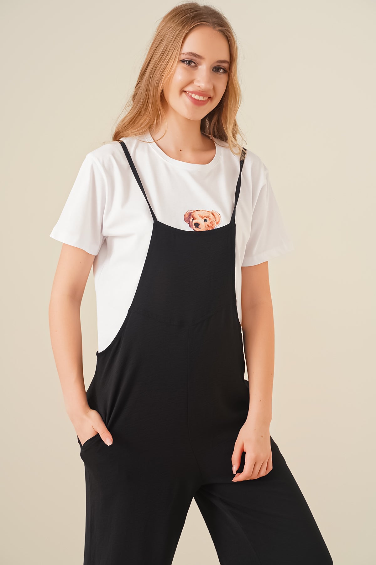 Askılı Bahçivan Tulum - Siyah