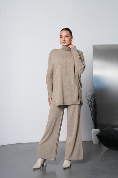 Soft&amp;Cozy Oversize Triko Takım - Vizon