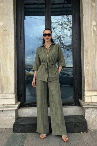 Ansamblu cămașă și pantalon - Khaki