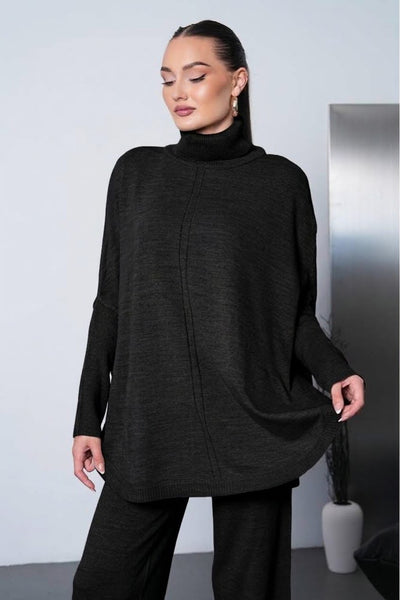 Soft&amp;Cozy Oversize Triko Takım - Siyah