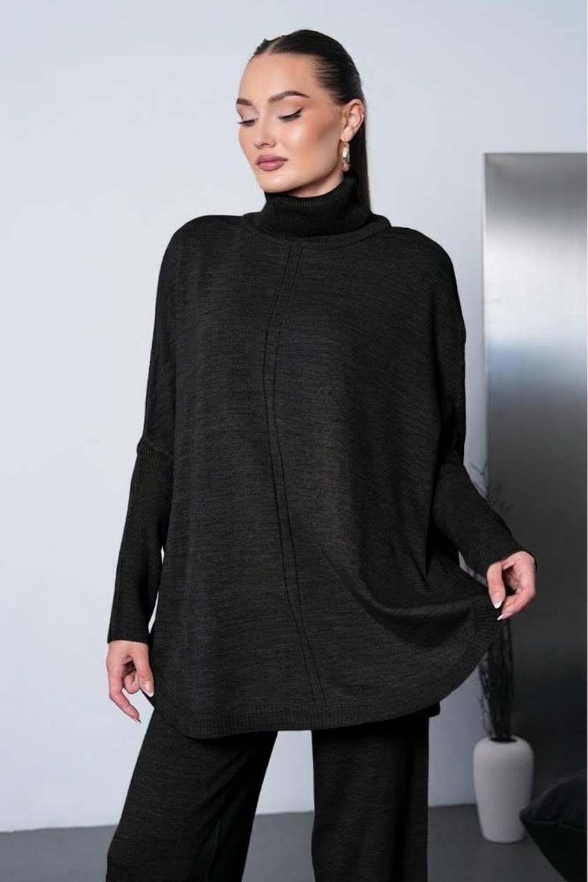 Soft&amp;Cozy Oversize Triko Takım - Siyah