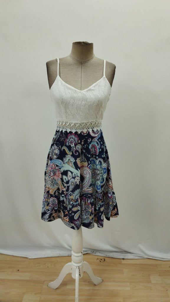 Top cu bretele și decolteu în V pentru femei, fustă din dantelă, rochie mini Supreme, 27468