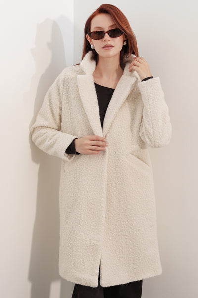 9082 Oversize Kaşe Kaban - M. Krem