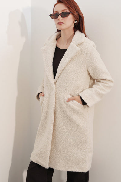 9082 Oversize Kaşe Kaban - M. Krem