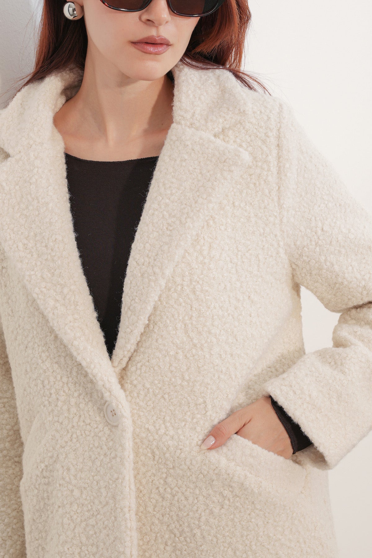 9082 Oversize Kaşe Kaban - M. Krem