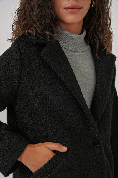 9082 Palton supradimensionat Kaşe - Negru