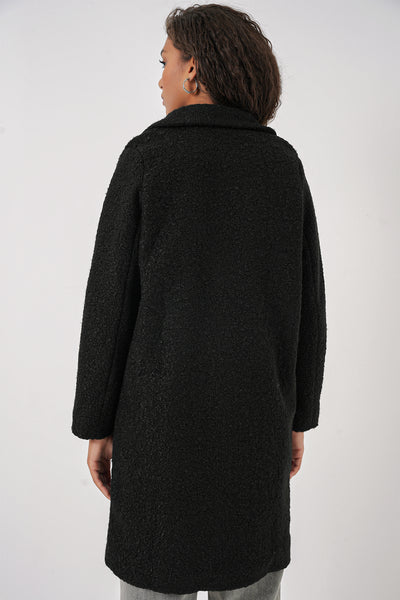 9082 Oversize Kaşe Kaban - Siyah