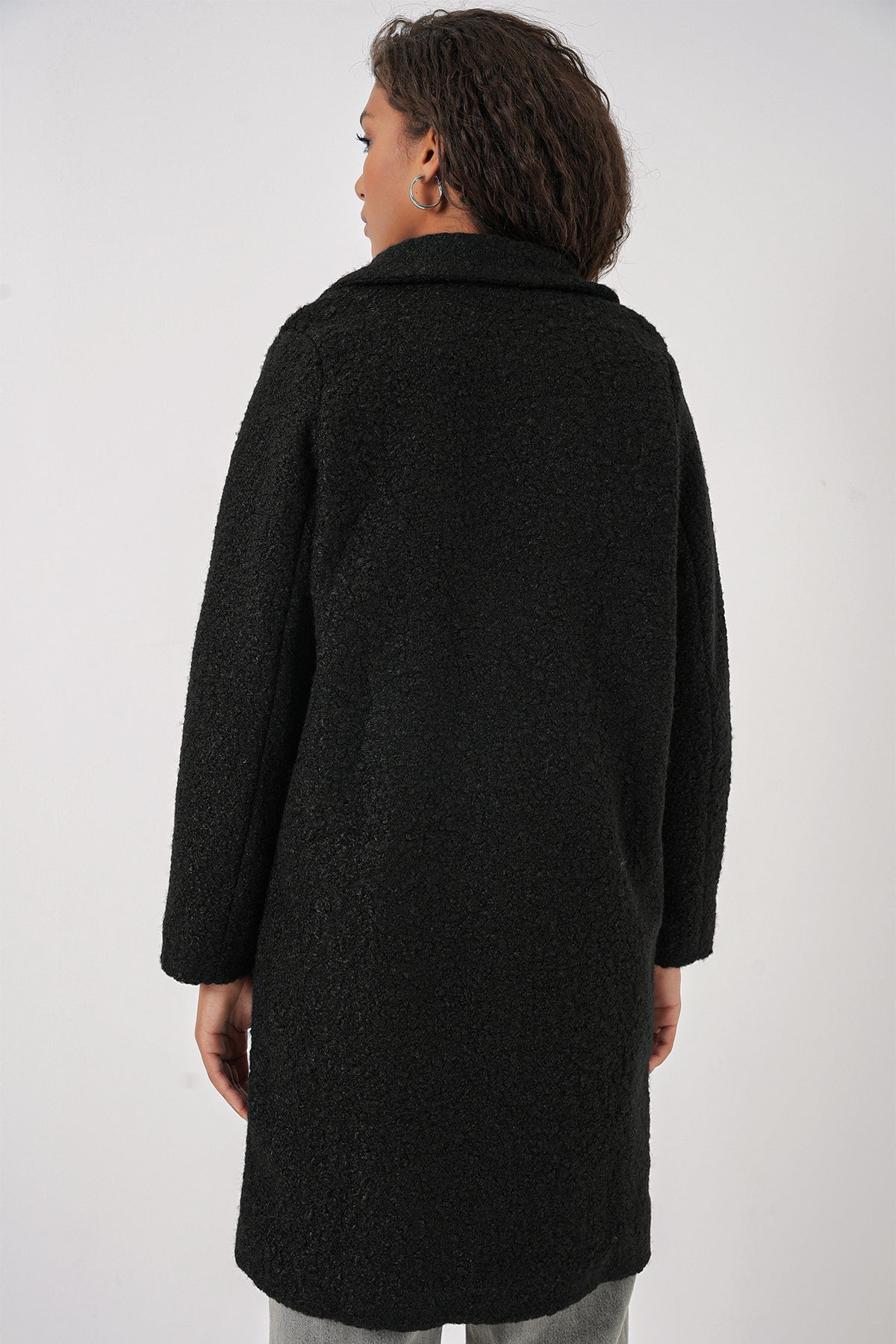 9082 Palton supradimensionat Kaşe - Negru