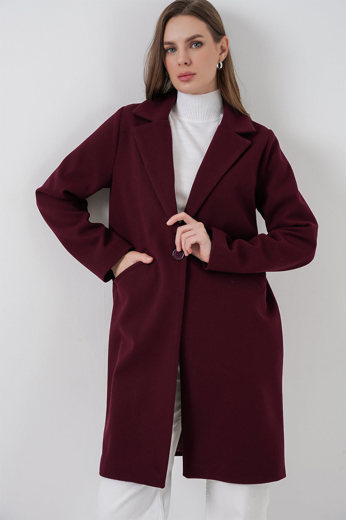 9085 Kaşe Kaban - Bordo