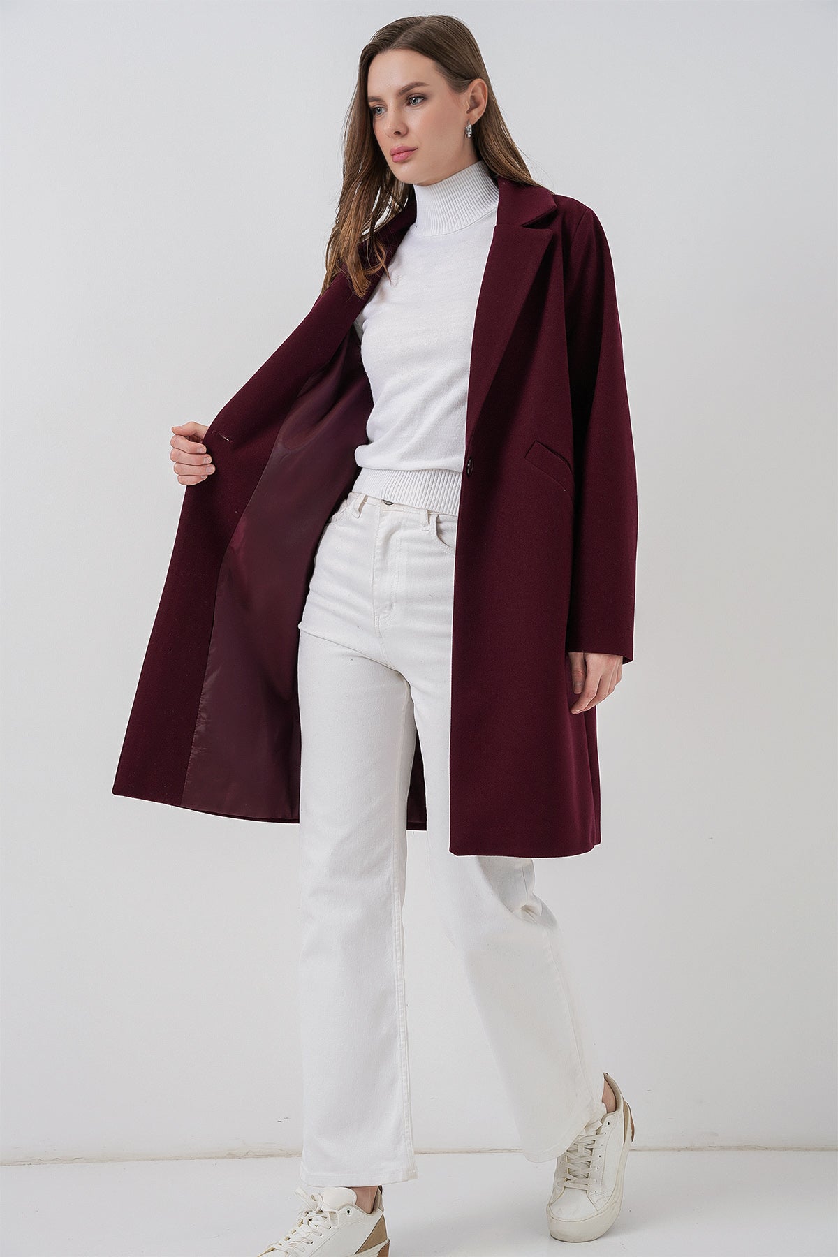 9085 Kaşe Kaban - Bordo