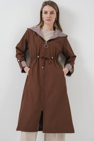 Trenci cu glugă și șnur, culoarea M. Maro, model 9091 Beli.