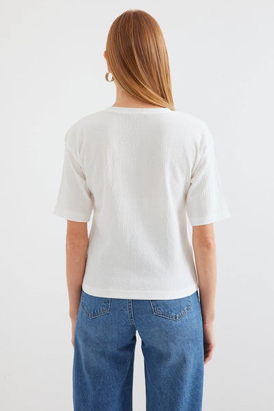 911 Tricou Basic Tricot Tipărit - Albastru