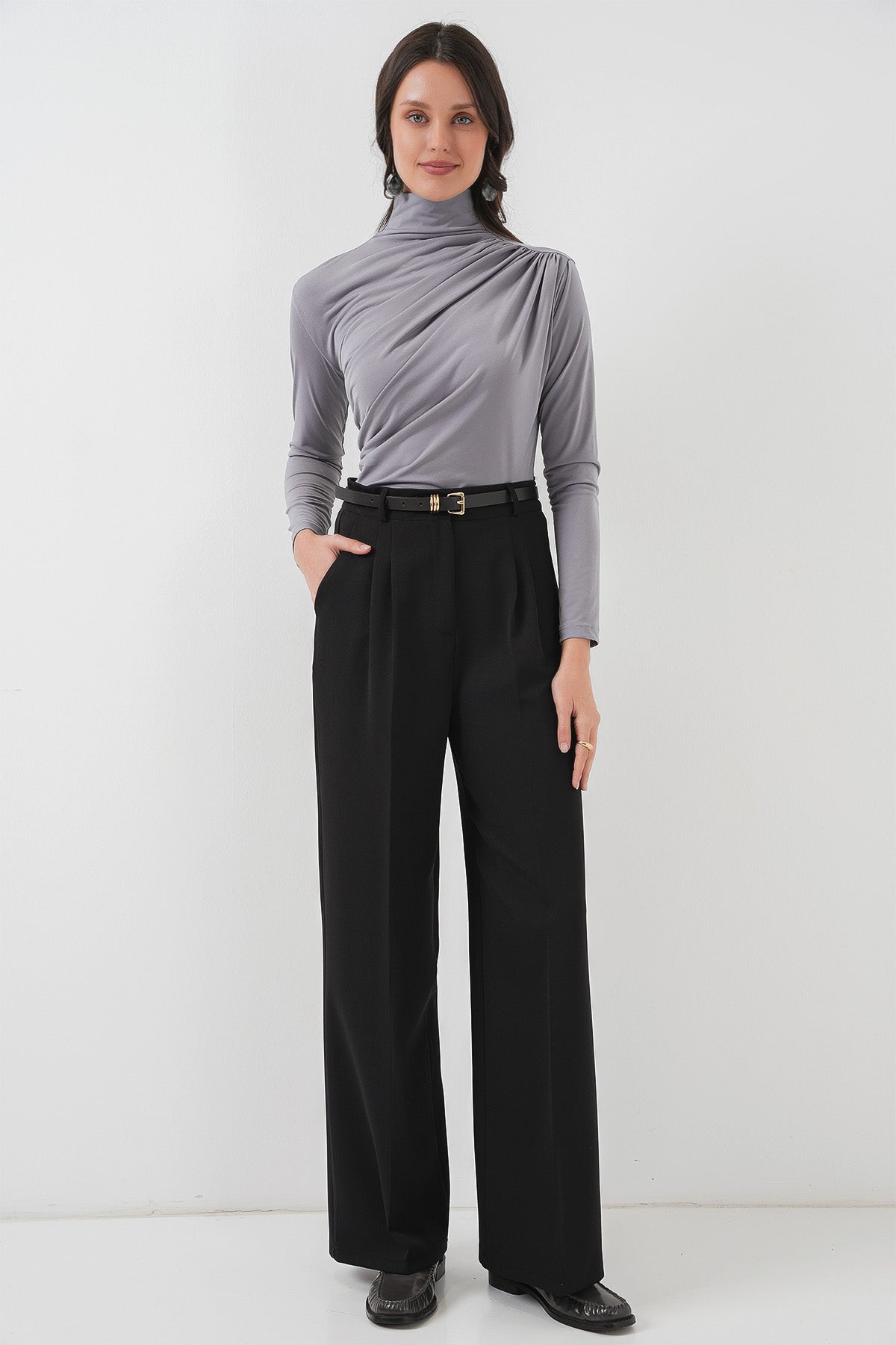 925 Bluza Sandy cu fronseur - Gri