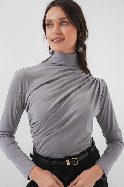925 Bluza Sandy cu fronseur - Gri