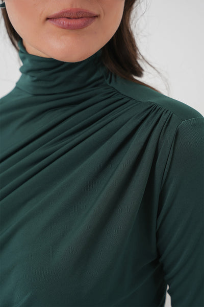 925 Bluza Sandy cu fronseur - Verde smarald