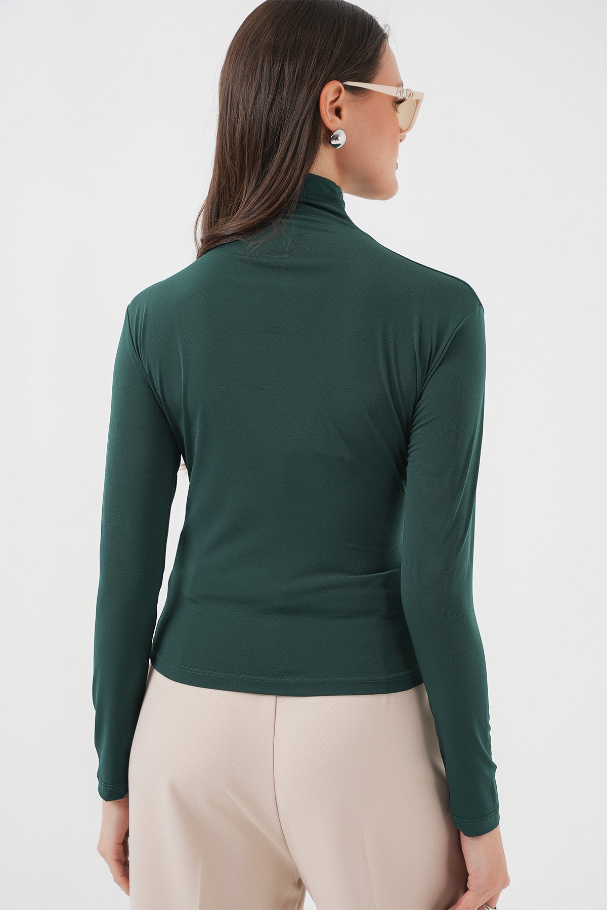 925 Bluza Sandy cu fronseur - Verde smarald