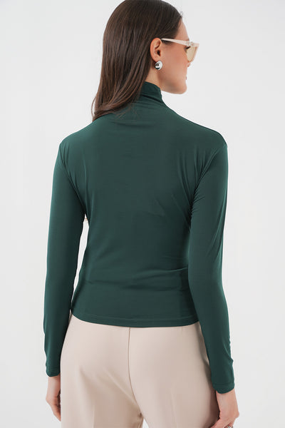 925 Bluza Sandy cu fronseur - Verde smarald