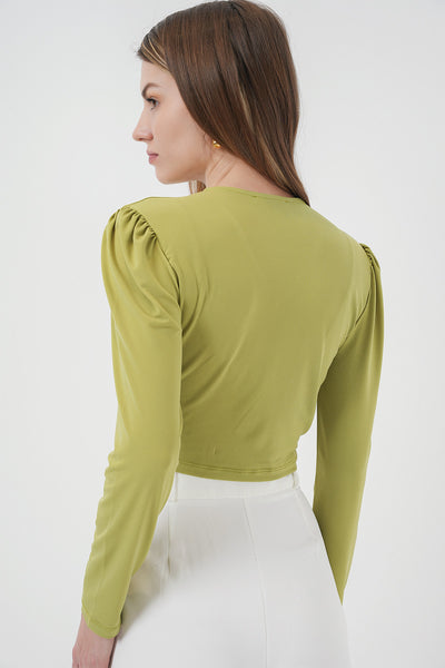 Sandy Crop Bluz - E.Yeşil