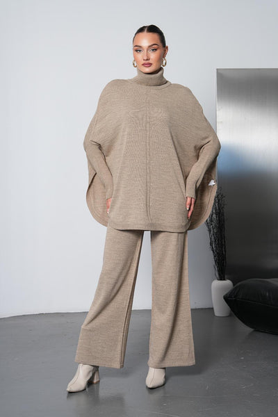 Soft&amp;Cozy Oversize Triko Takım - Vizon
