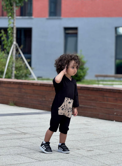 Bebek Unisex Organik Pamuklu Kapüşonlu Tulum | 6 Ay–4 Yaş | RG Brand | RG213 - TAŞ