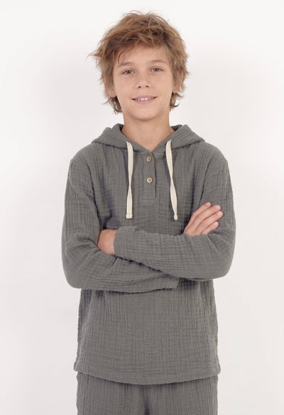 Genç Kız ve Erkek Müslin Kapüşonlu Sweatshirt | 9–15 Yaş | RG Brand | RG3709 - FÜME