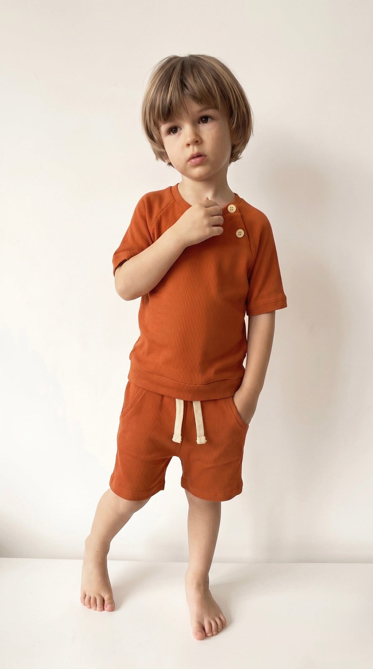 Kız ve Erkek Bebek Yazlık Tişört 2’li Set | 6 Ay–4 Yaş | RG Brand | RG342 - KİREMİT