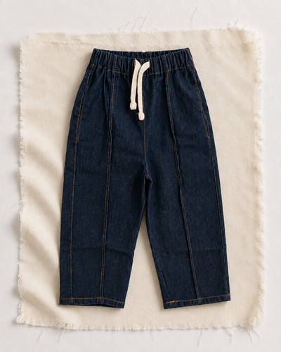 Çocuk Kot Pantolon | Elastik Bel | 3–9 Yaş | Kız & Erkek | Lacivert | %100 Pamuk Denim | RG1764 - LACİVERT