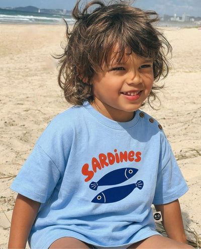 Bebek T-shirt | Sardunya Baskılı | 6 Ay–4 Yaş | Yeşil & Mavi | %100 Pamuk Yazlık | RG Brand | RG390 - MAVİ