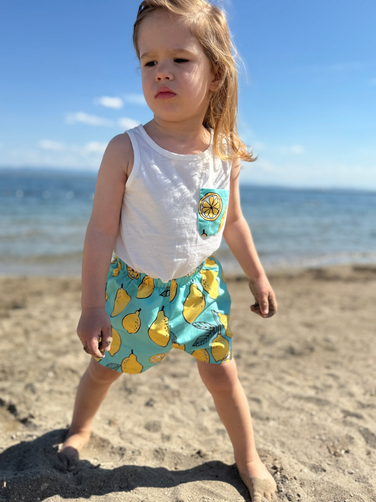 UV Korumalı Bebek Atlet ve Deniz Şortu Seti | RG Brand | 6 Ay–4 Yaş | RG336 - MANDALİNA