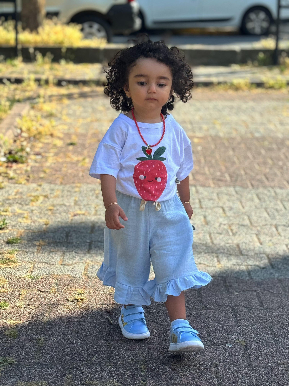 Bebek T-shirt | 6 Ay – 3 Yaş | Ekru | Çilek Baskı | %100 Pamuk Yazlık | RG387 - BEYAZ