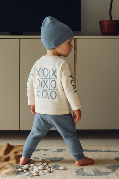 Bebek OXO Baskılı 4’lü Set | 6 Ay–4 Yaş | RG Brand | RG226 - GRİ
