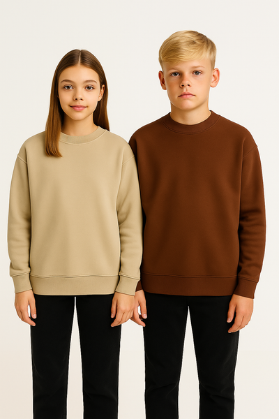 Genç Bisiklet Yaka Pamuklu Kazak | 9–15 Yaş | RG Brand | RG3403 - TAŞ