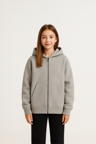 Genç 3 İplik Kapüşonlu Ve Fermuarlı Sweatshirt | 9–15 Yaş | RG Brand | RG3404 - SİYAH