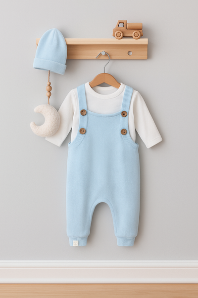 Bebek Tulumu Tişört ve Bere Seti | 6 Ay–4 Yaş | RG Brand | RG170 - MAVİ